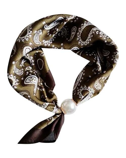 Scarf Chloe med magnet paisleymönstrad olivgrön
