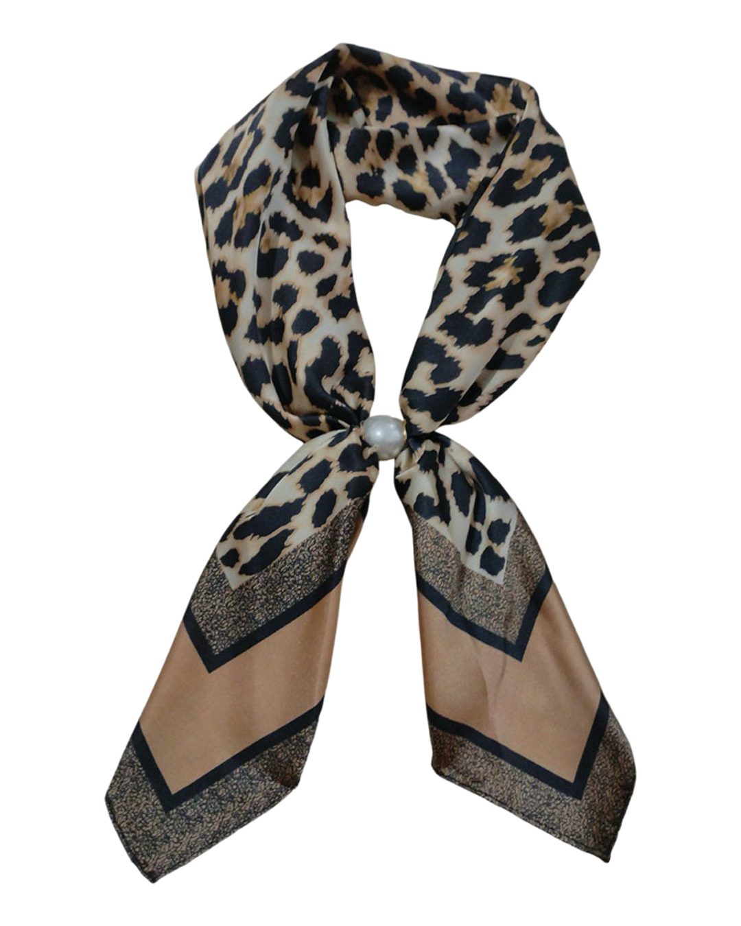 Scarf Aliki med magnet leopardmönstrad brun/beige/svart