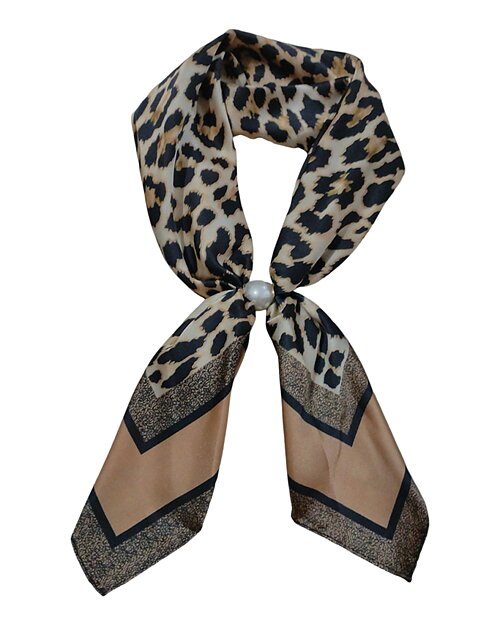 Scarf Aliki med magnet leopardmönstrad brun/beige/svart