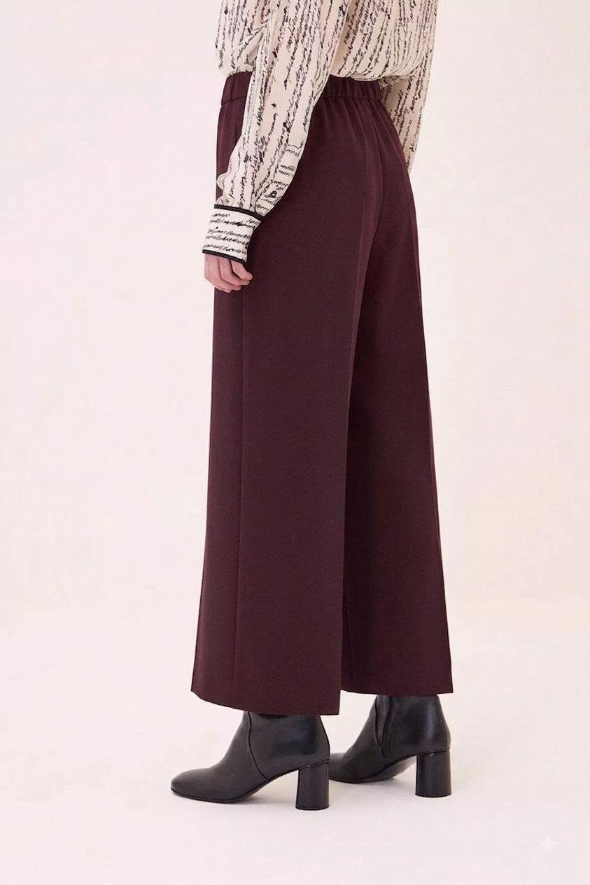 OttodÁme - Wide Cropped Trousers Aubergine - 2