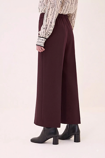 OttodÁme - Wide Cropped Trousers Aubergine