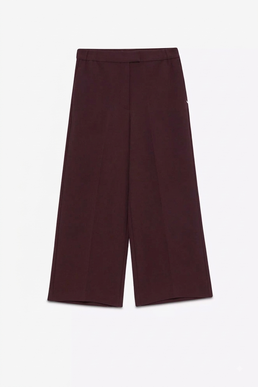 OttodÁme - Wide Cropped Trousers Aubergine - 4