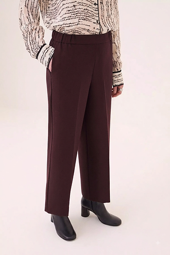 OttodÁme - Wide Cropped Trousers Aubergine