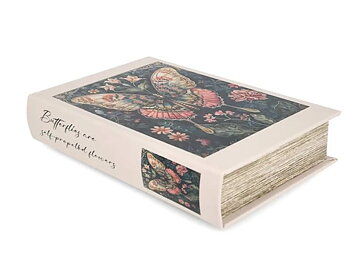 Bokask Butterfly flower boklåda bokgömma gammal bok shabby chic lantlig stil Gårdsromantik