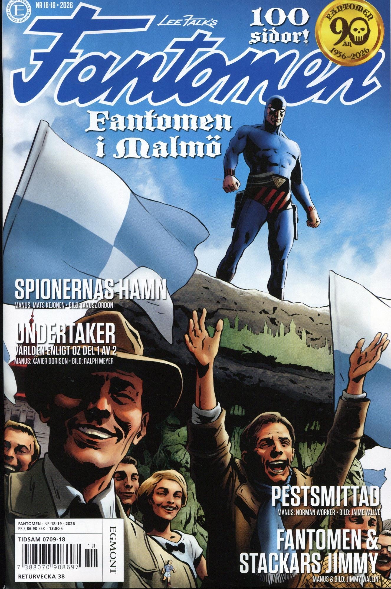 Fantomen 2026 nr 18/19 Fantomen 90år, Fantomen i Malmö, Nu i lagret!