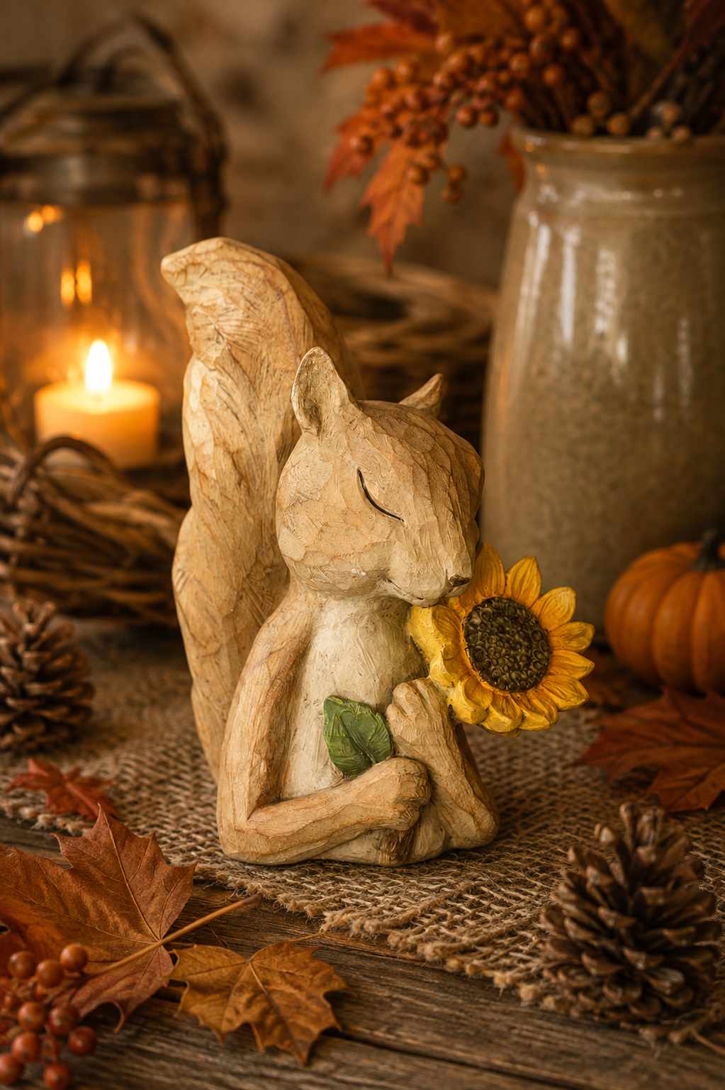 Squirrel with sunflower 16x18x26 cm - 2