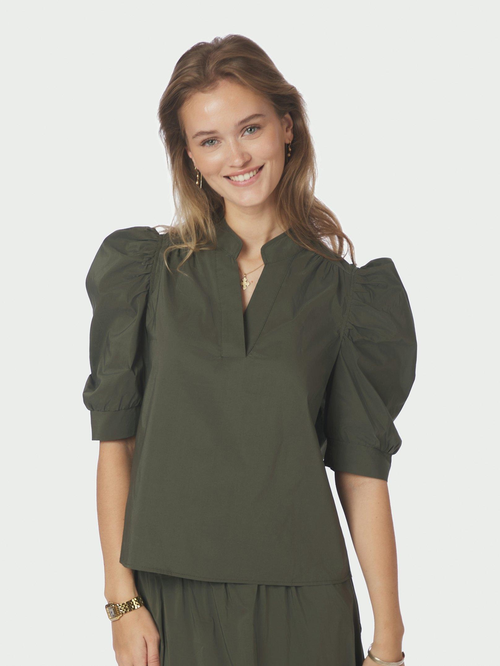 Roella Poplin Blouse Army - 3