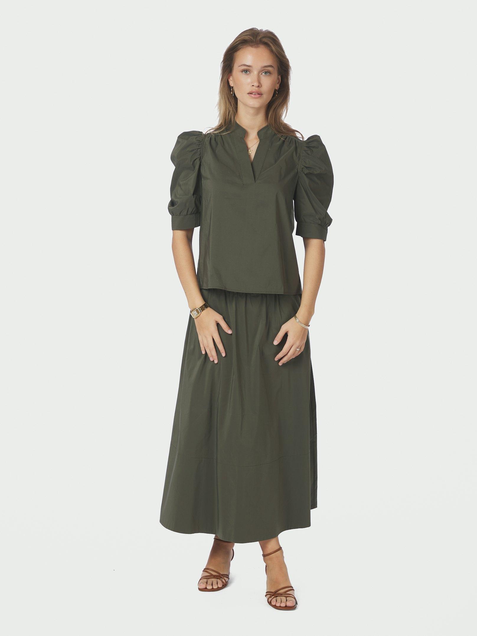 Roella Poplin Blouse Army - 5