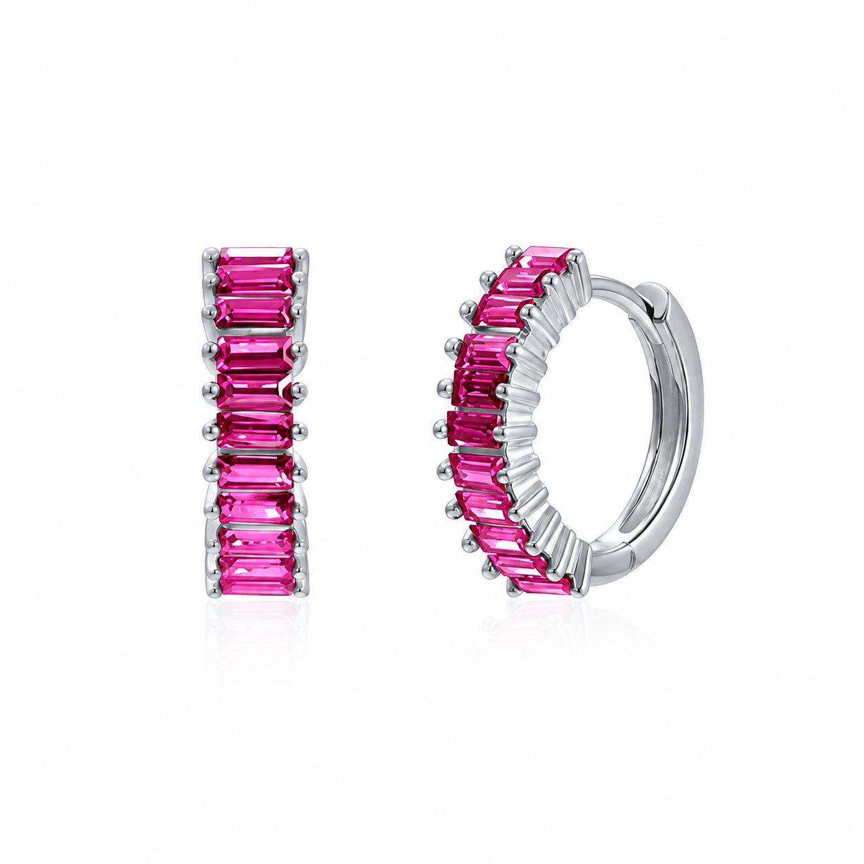 SANDRA EARRING FUSCHIA SILVER
