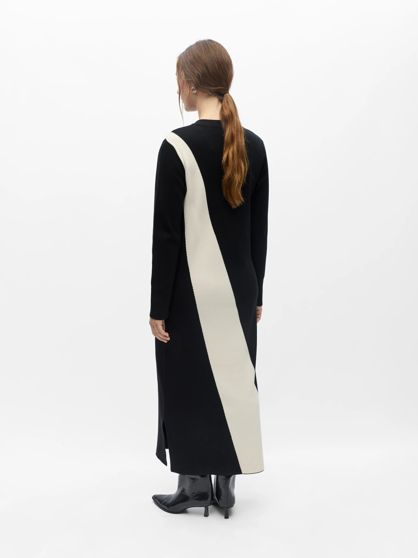 OBJESTRA KELLY LS RE KNIT DRESS 146 DIV Black Birch - 4