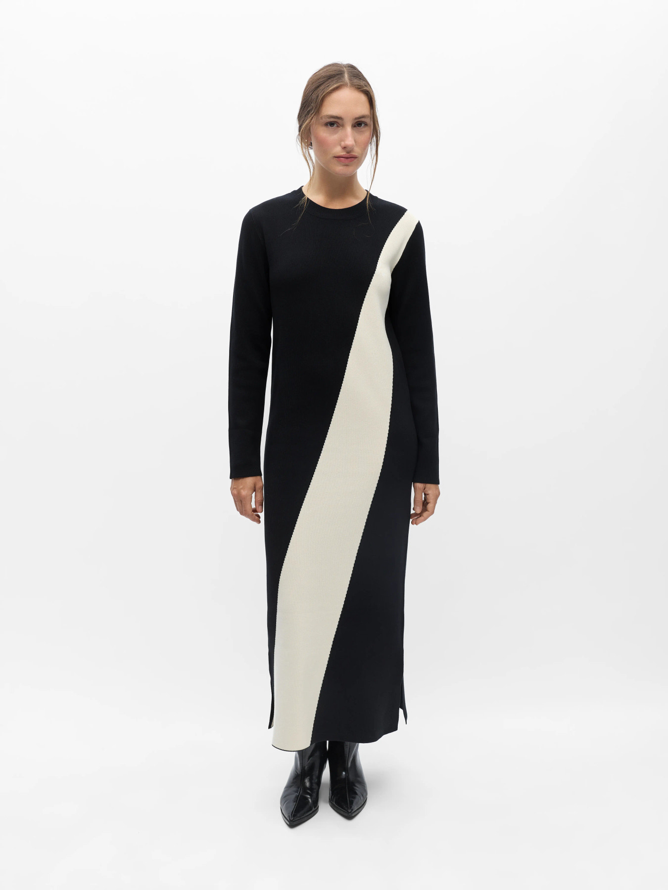 OBJESTRA KELLY LS RE KNIT DRESS 146 DIV Black Birch - 2