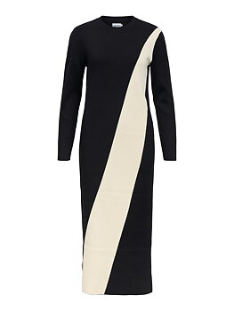 OBJESTRA KELLY LS RE KNIT DRESS 146 DIV Black Birch