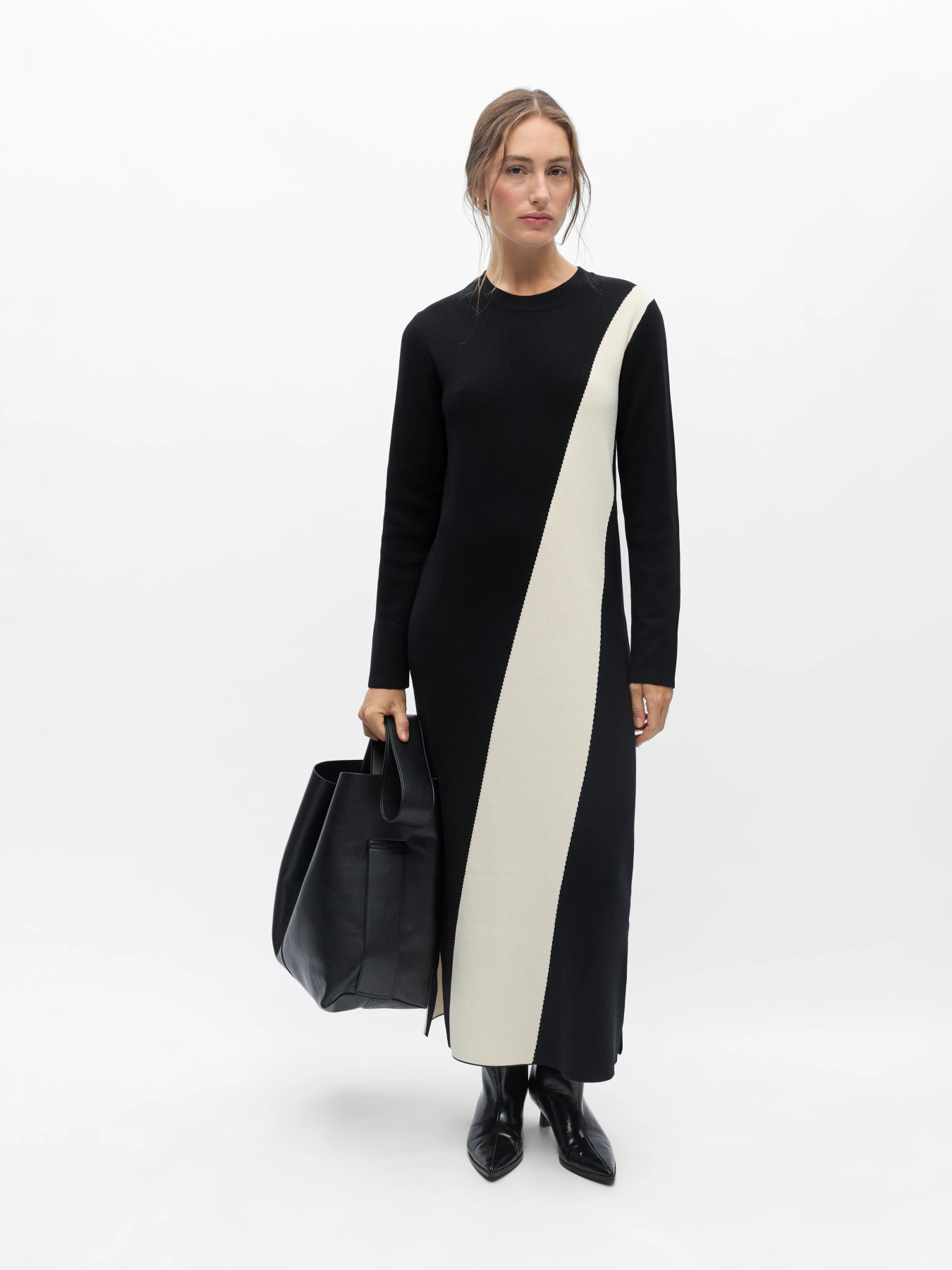 OBJESTRA KELLY LS RE KNIT DRESS 146 DIV Black Birch - 3