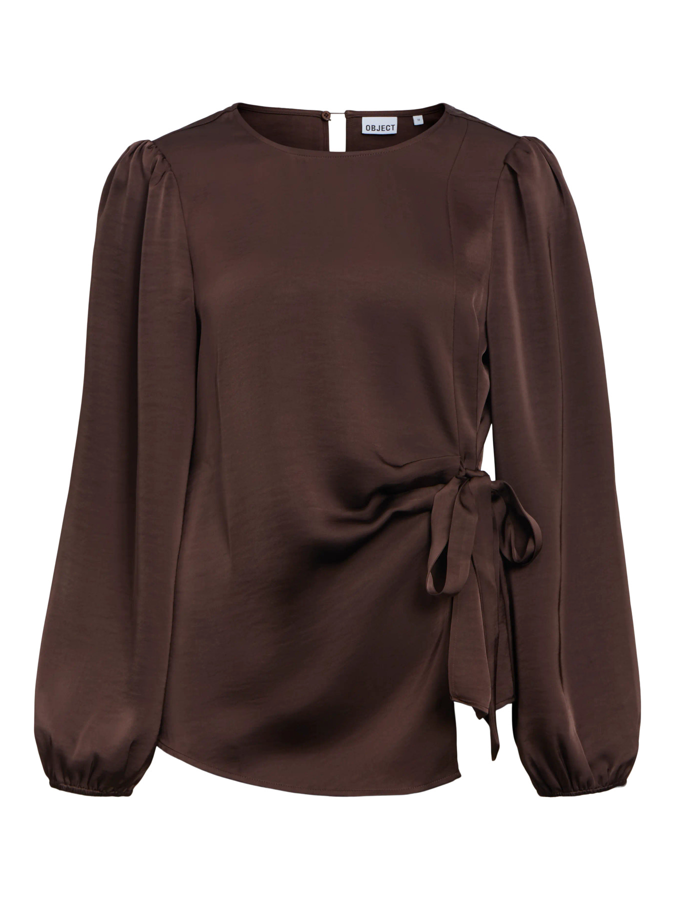 OBJCHILLI LS RE O-NECK TOP NOOS Seal Brown