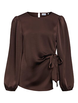 OBJCHILLI LS RE O-NECK TOP NOOS Seal Brown
