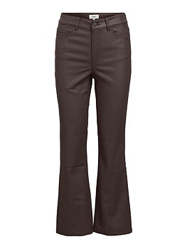 OBJBELLE MW 78 COATED FLARED PANTS DIV Seal Brown