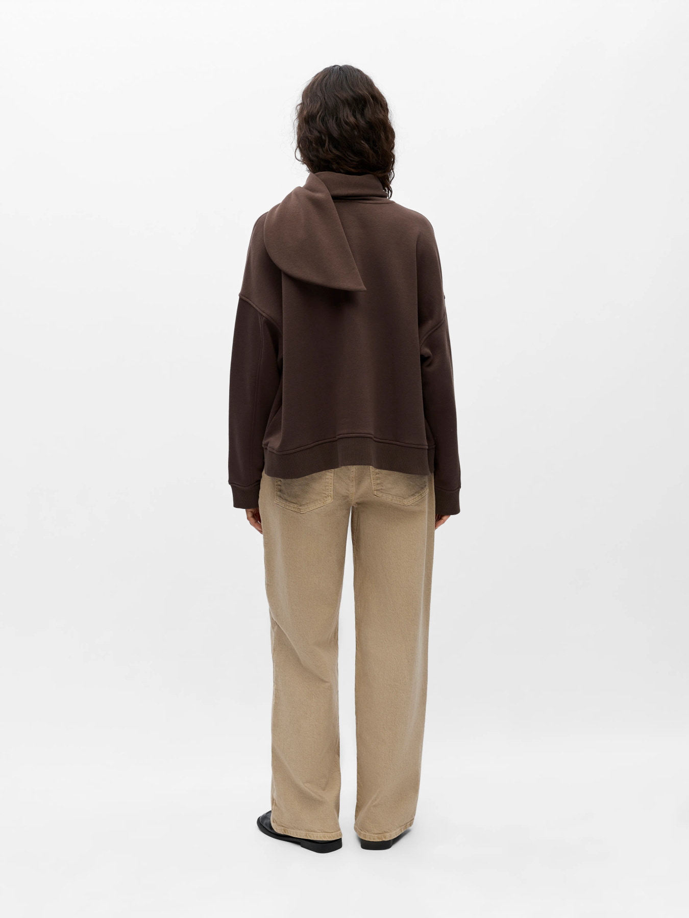 OBJARINA LS OZ TIE SWEATSHIRT NOOS Seal Brown - 4