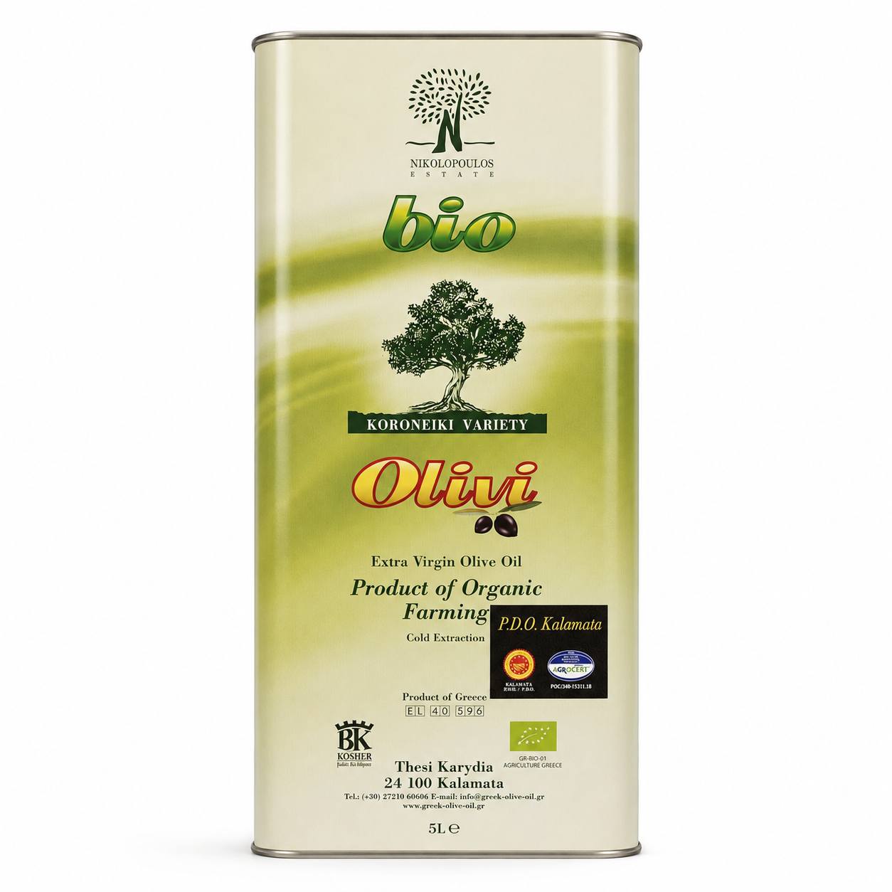 Olivi Bio Kalamata P.D.O. Ekologisk Olivolja 5L, nikolopoulos estate - 3