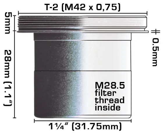 BAADER 1,25" FOKALADAPTER MED T2-GÄNGA - 5