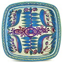 Marianne Johnson (Tenera 1958) Squared Bowl with Blue/Purple Flower Decor  #412-2883  17 cm