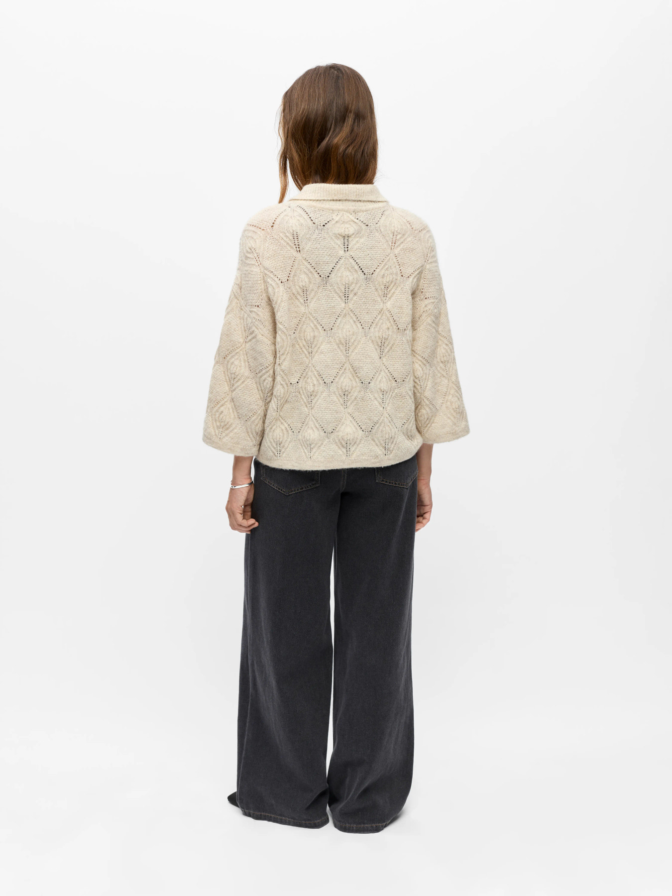 OBJKAISA FLORA 3/4 LO KNIT CARDIGAN NOOS Birch Melange - 8