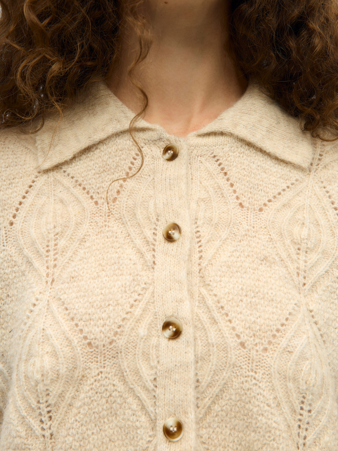 OBJKAISA FLORA 3/4 LO KNIT CARDIGAN NOOS Birch Melange - 6
