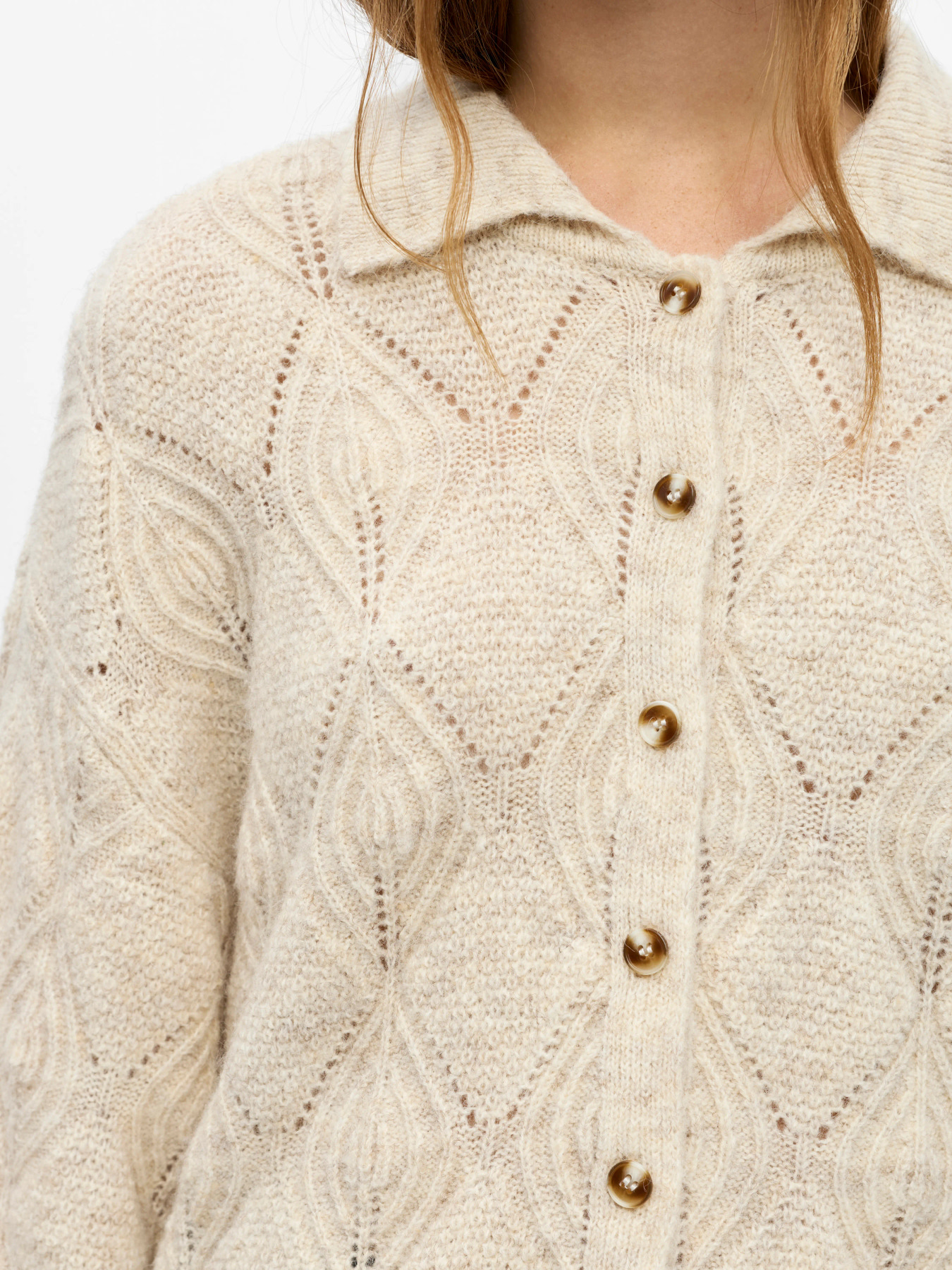 OBJKAISA FLORA 3/4 LO KNIT CARDIGAN NOOS Birch Melange - 7