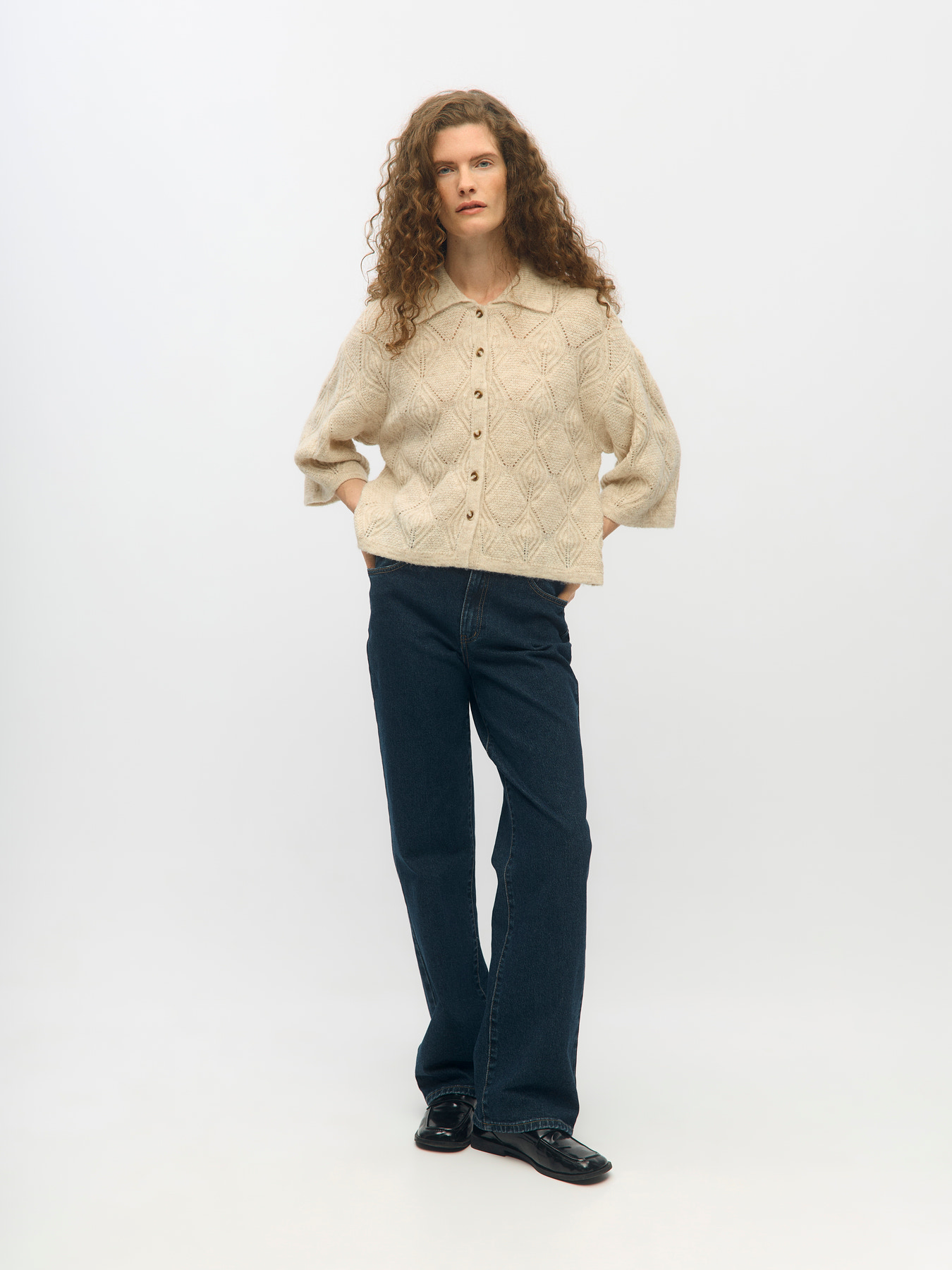 OBJKAISA FLORA 3/4 LO KNIT CARDIGAN NOOS Birch Melange - 2