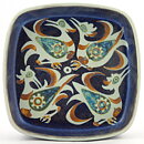 Nils Thorsson (Baca 1965) Squared Bowl with Colorful Birds Decor  17 cm  #708-2883