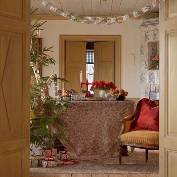 Chamois Linne Bordsduk Jaipur Red