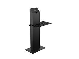 M Pro Series - Kiosk 13"-32" with Small Printer Side Shelf Black
