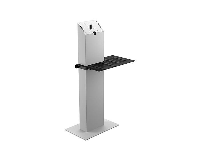 M Pro Series - Kiosk 13"-32" with Small Printer Side Shelf White