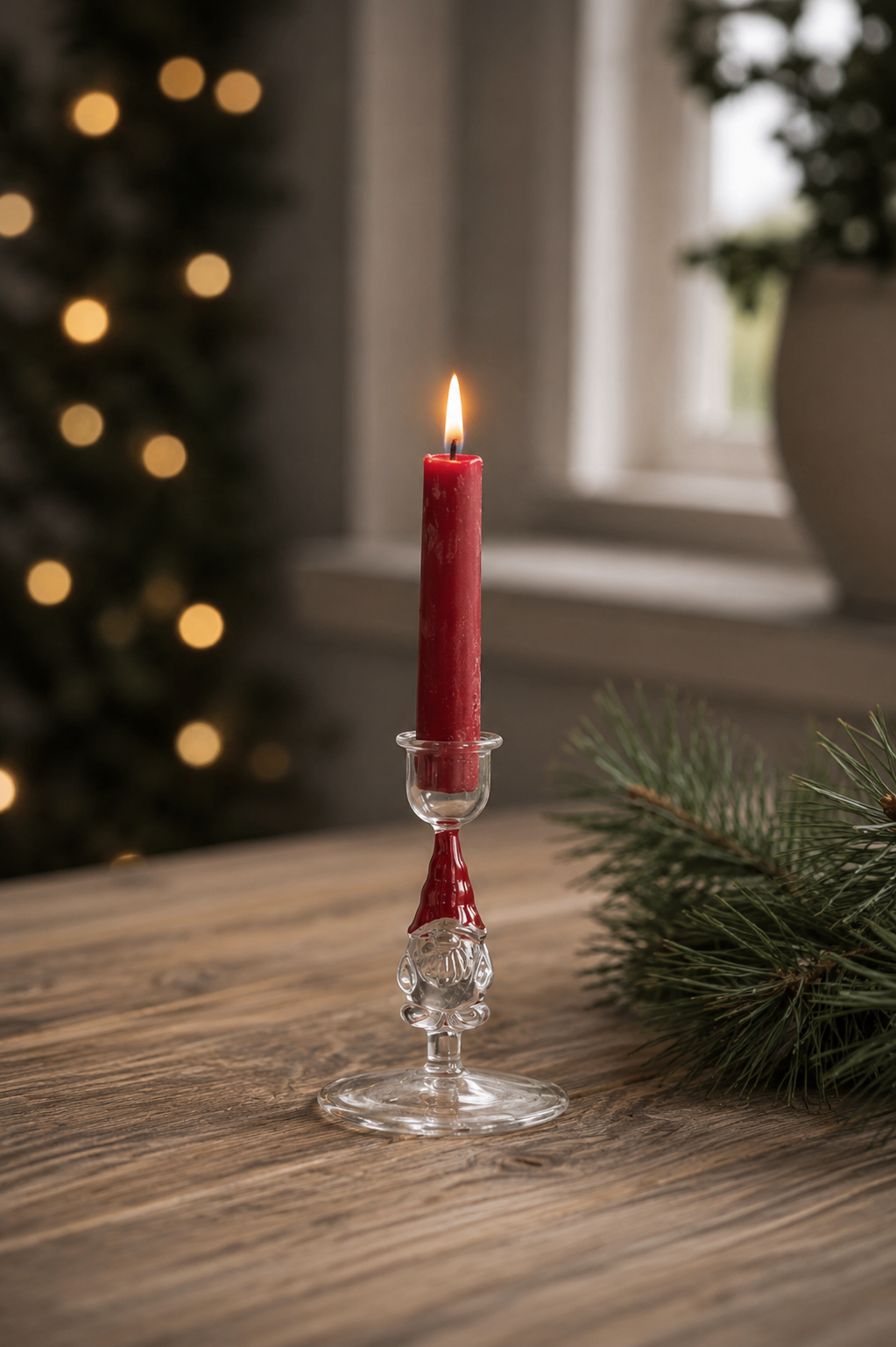 Glass Santa Candle Holder Ø8 x12 cm