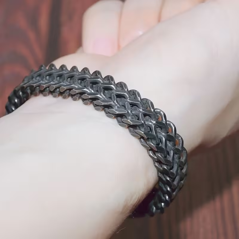 Armband "Double Curb" i 304L Rostfritt stål 8mm med magnetlåsning - 7