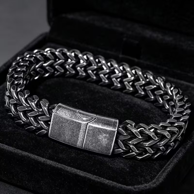 Armband "Double Curb" i 304L Rostfritt stål 8mm med magnetlåsning