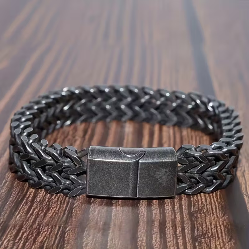 Armband "Double Curb" i 304L Rostfritt stål 8mm med magnetlåsning - 6