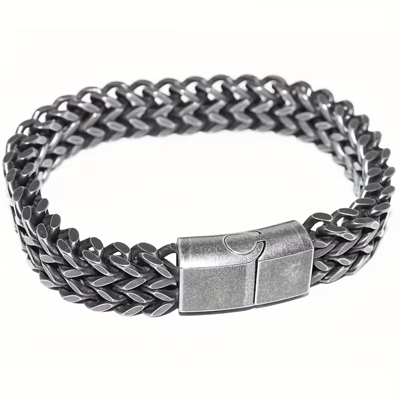Armband "Double Curb" i 304L Rostfritt stål 8mm med magnetlåsning - 10
