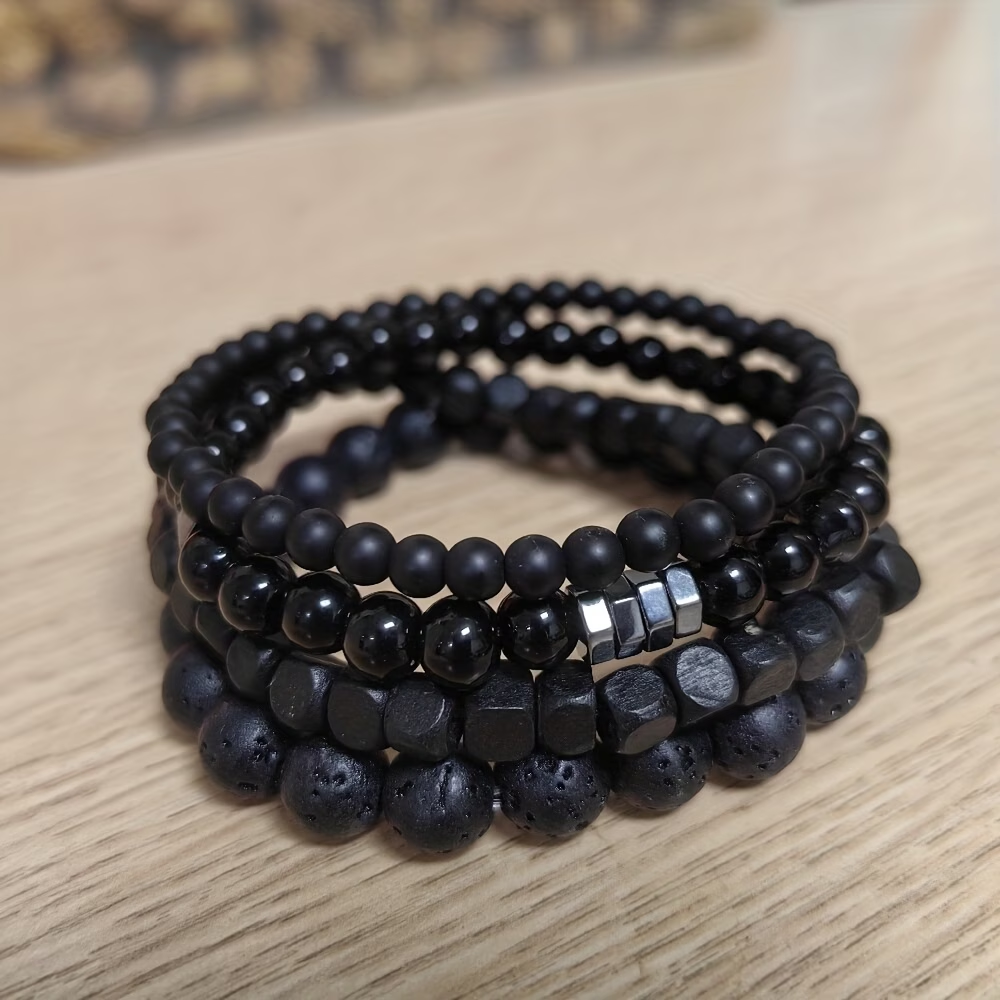 Armband i 4 lager med naturstenar - 3