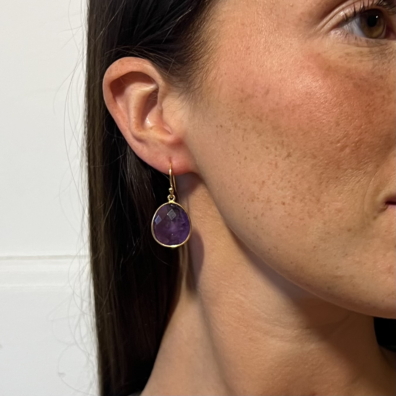 Örhängen ametist 17x19 mm krok förgyllt silver 