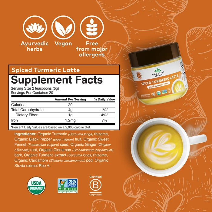 Golden Turmeric Latte Mix 100g, Organic India - 4