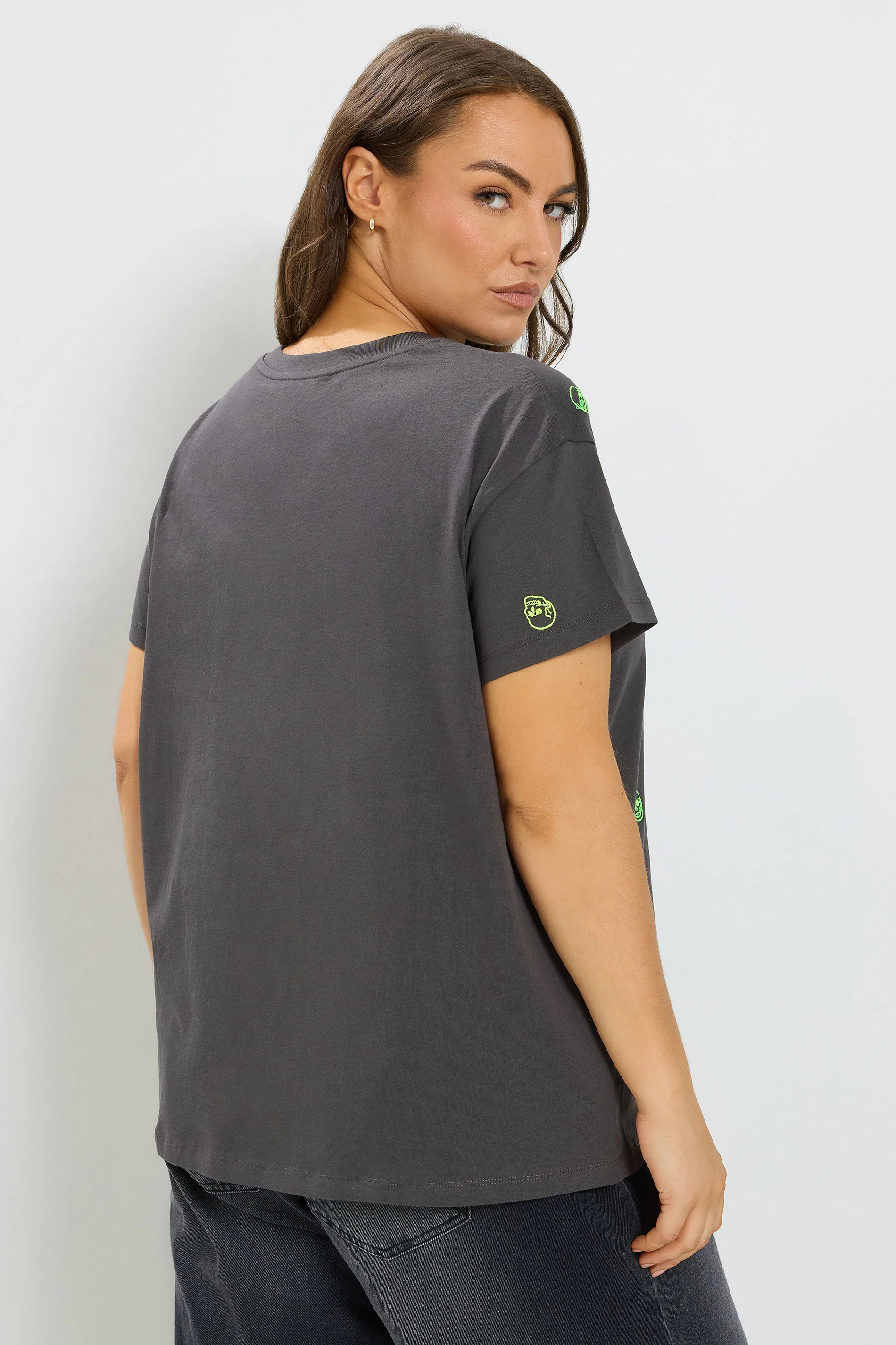 T-shirt med broderade döskallar, grå - 3