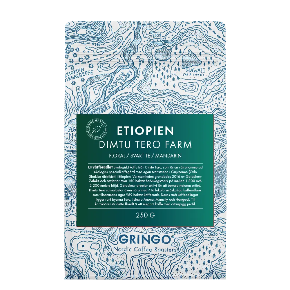 Gringo Nordic - Etiopien Dimtu Tero Farm - Washed - Ekologiskt (SE-EKO-04) mellanrostade hela kaffebönor - 250g
