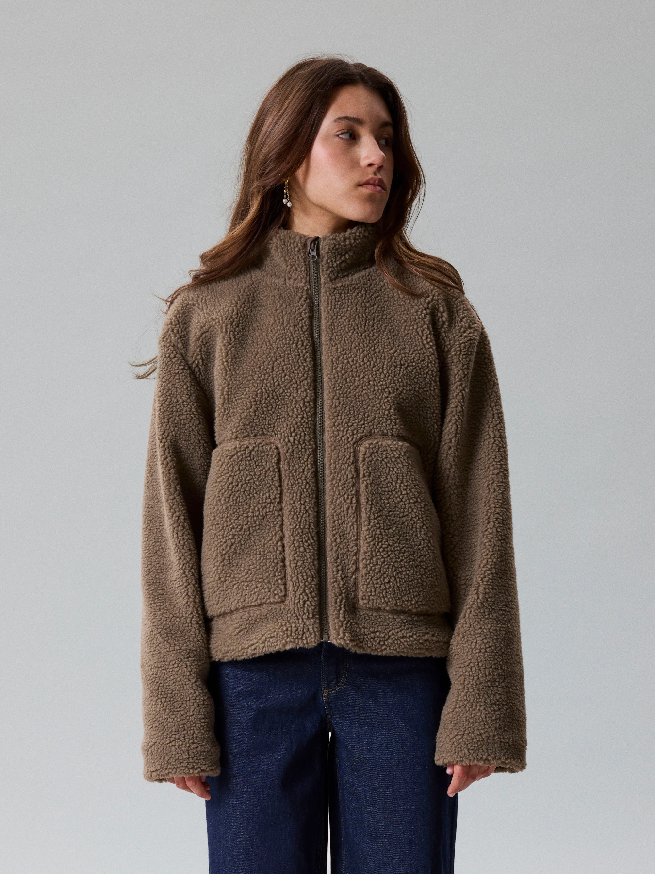 NLFMAJOS SHORT SHERPA JACKET Shitake - 4