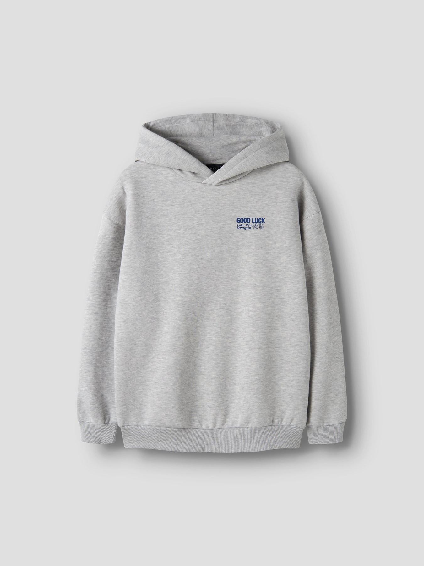 NLMNOLUCK LS L SWEAT W. HOOD Light Grey Melange W Mazarine Blue - 2