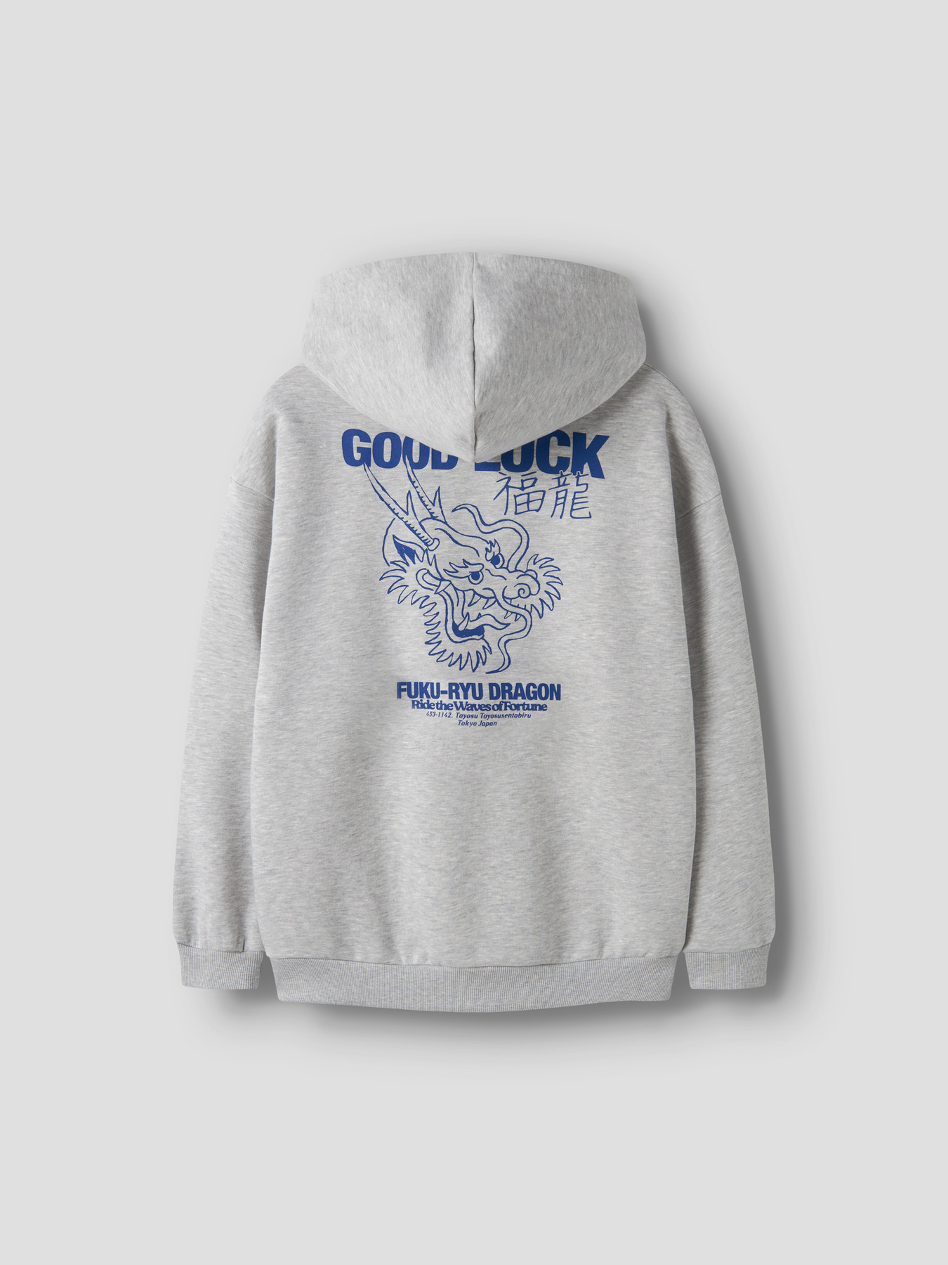 NLMNOLUCK LS L SWEAT W. HOOD Light Grey Melange W Mazarine Blue - 3