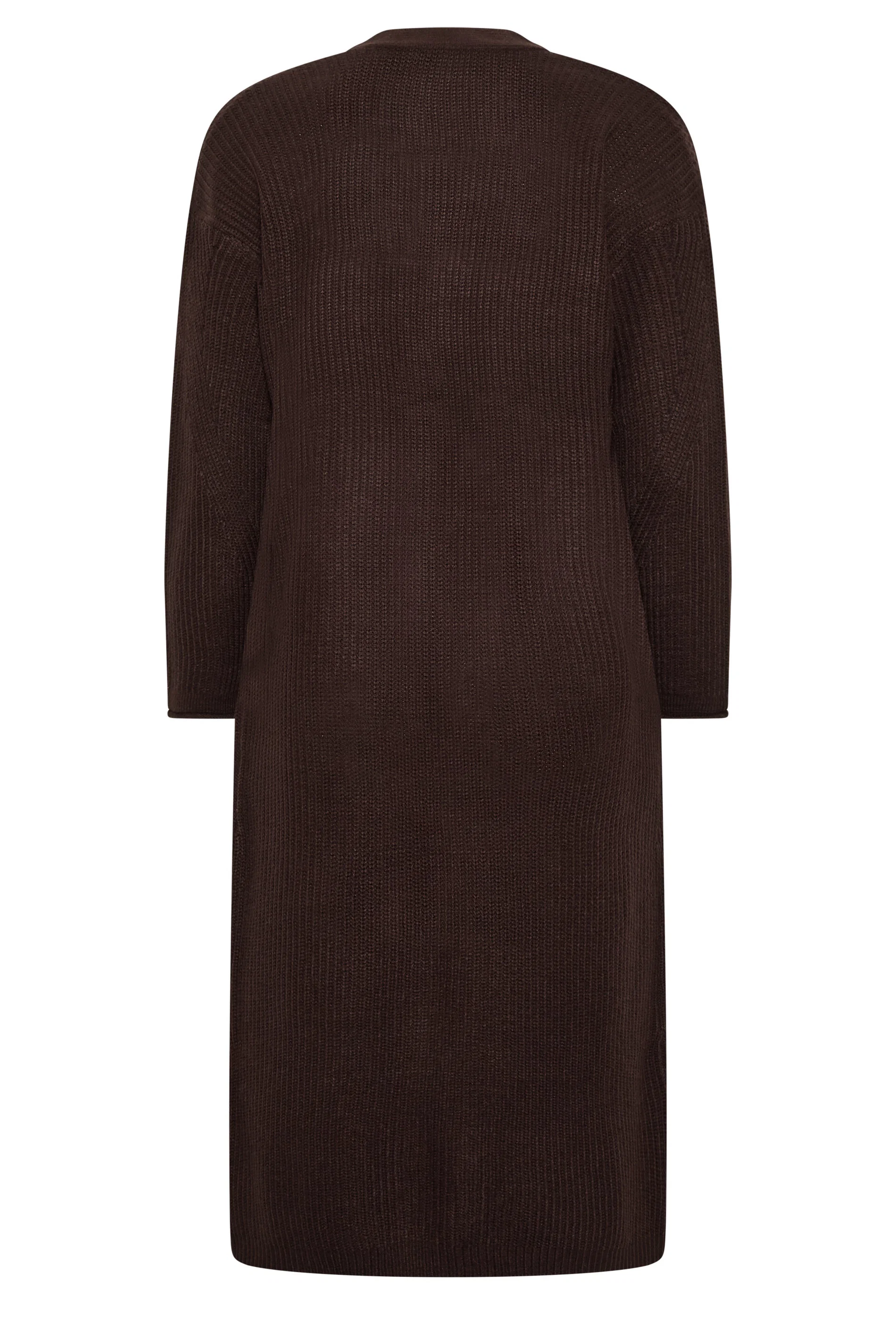 Stickad cardigan i lång modell, brun - 6
