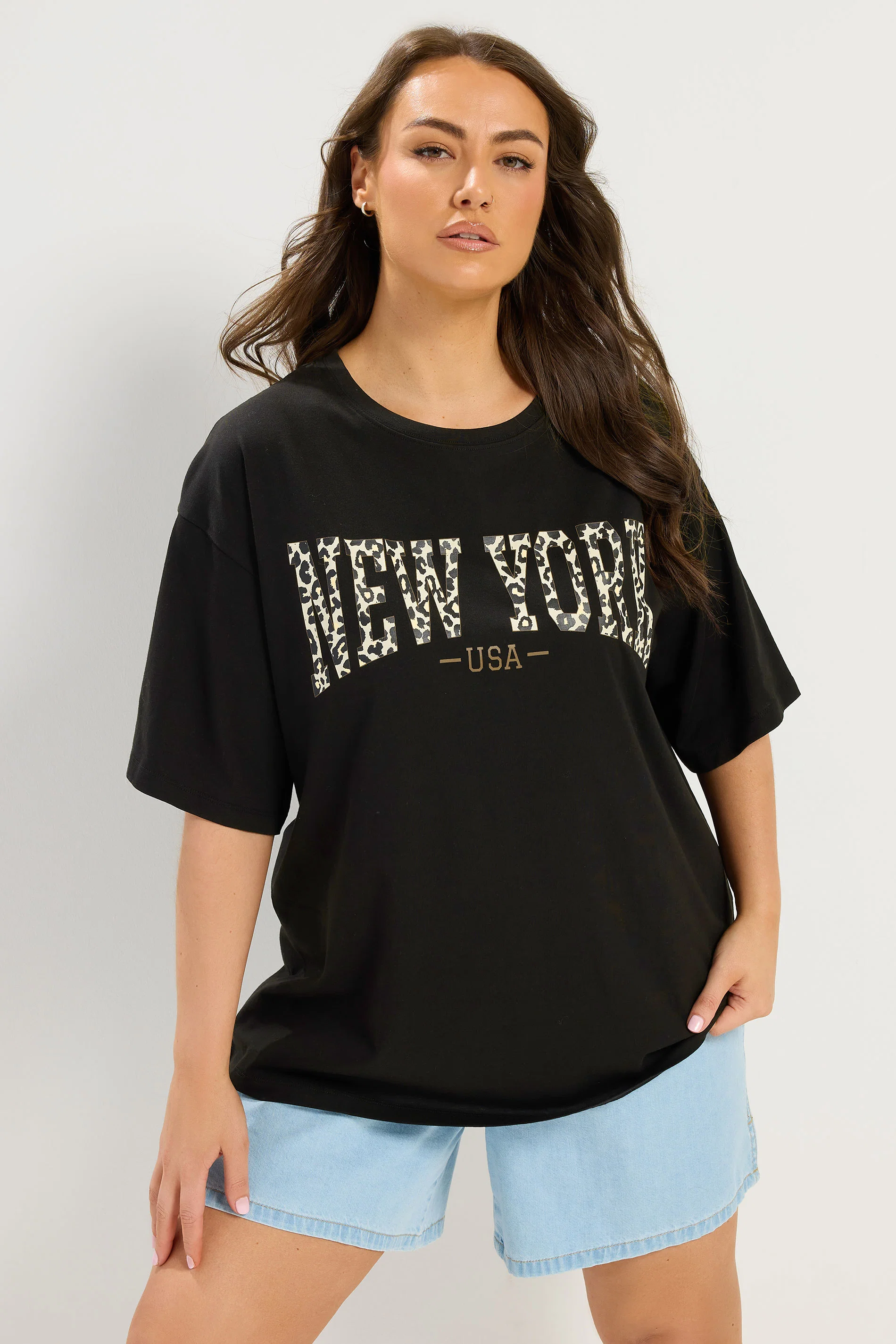 T-shirt med tryck, New york, svart