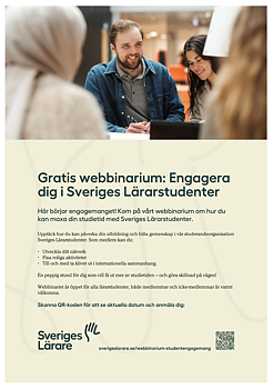 Gratis webbinarium: Engagera dig i Sveriges Lärarstudenter –affisch