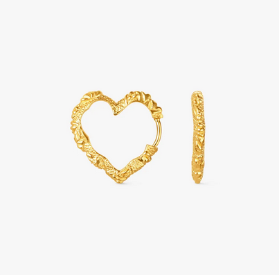 Medium Heart Crush Hoops Guld