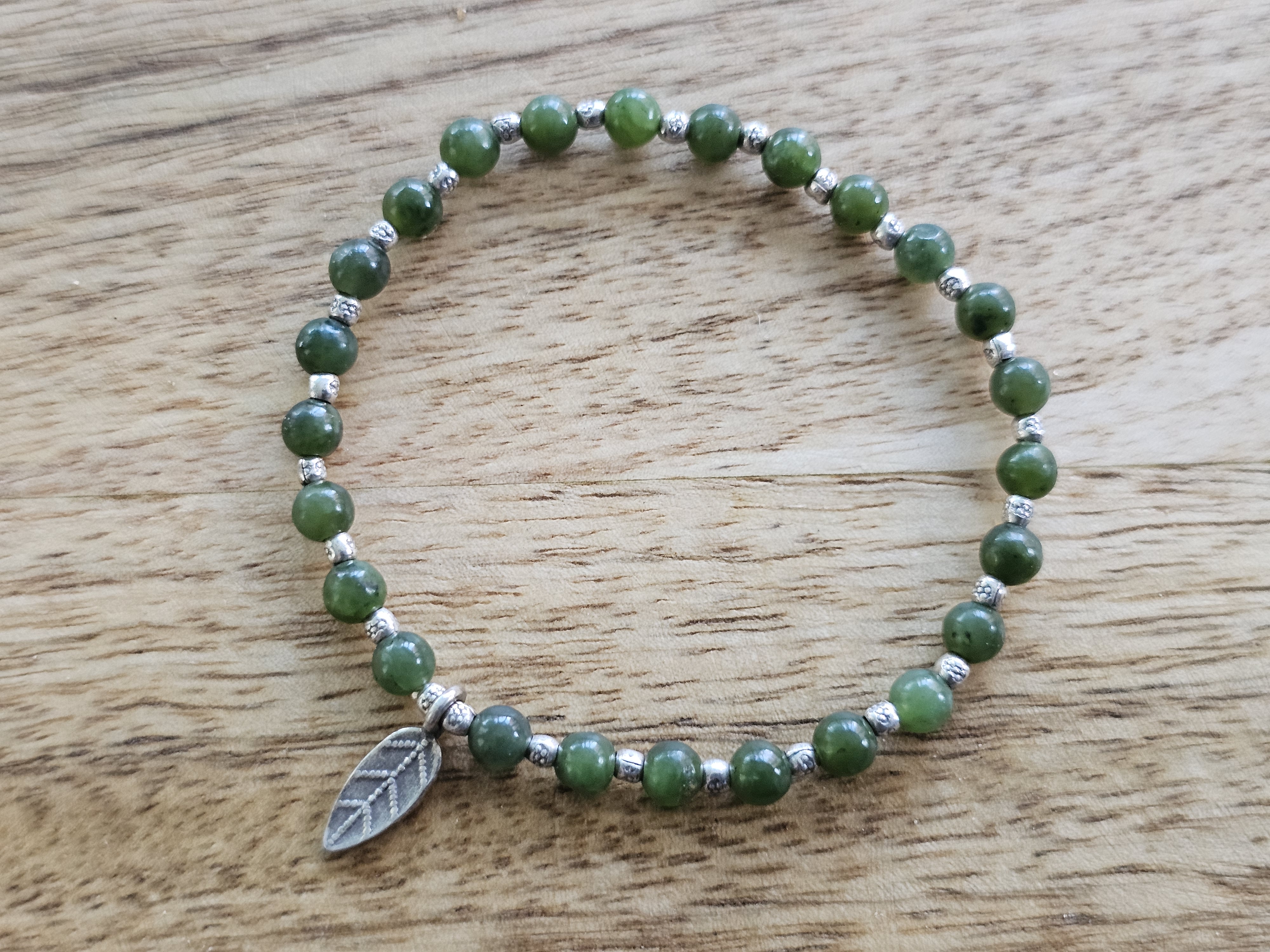 Armband med nefrit / jade och Hilltribe silver ( 925 silver eller mer ) - 2